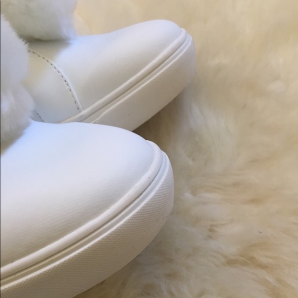 LFL White Faux Fur Pompom Sneakers - Picture 5 of 7